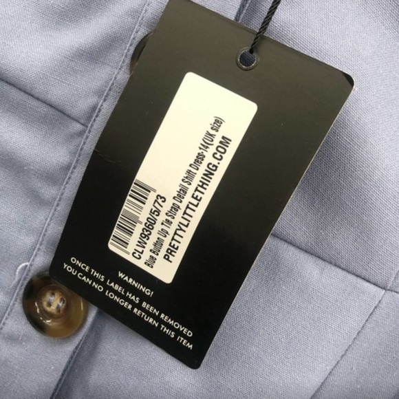 Pretty Little Thing Blue Button Front Mini Dress Size 10 - Picture 9 of 11